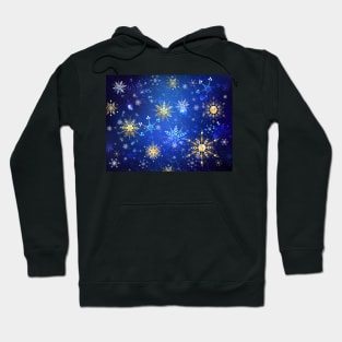 Blue background with golden snowflakes Hoodie